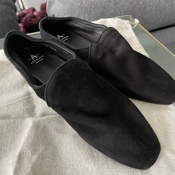 Aquatalia size 10 black Revy suede loafers - like new - Picture 3 of 4